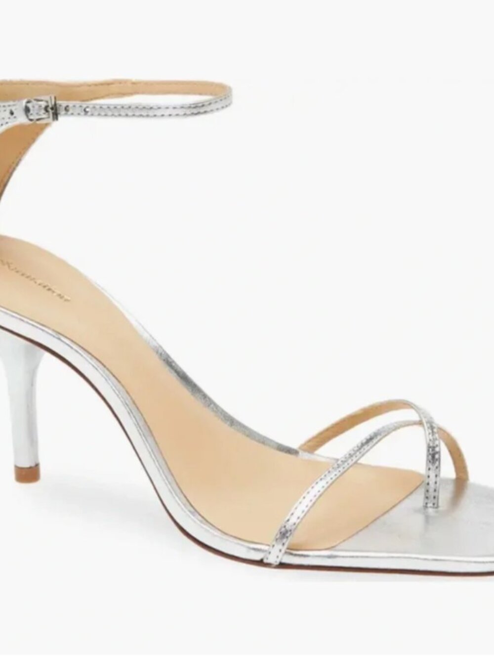 Reformation Gigi Strappy Mid Heel Sandal Silver - Size 10